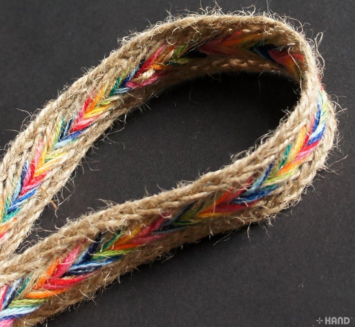 BRT33 Colourful and Brown Plait Belt Flax/Wool Rope Cord Trim - 20 mm Wide Appx 10 meters