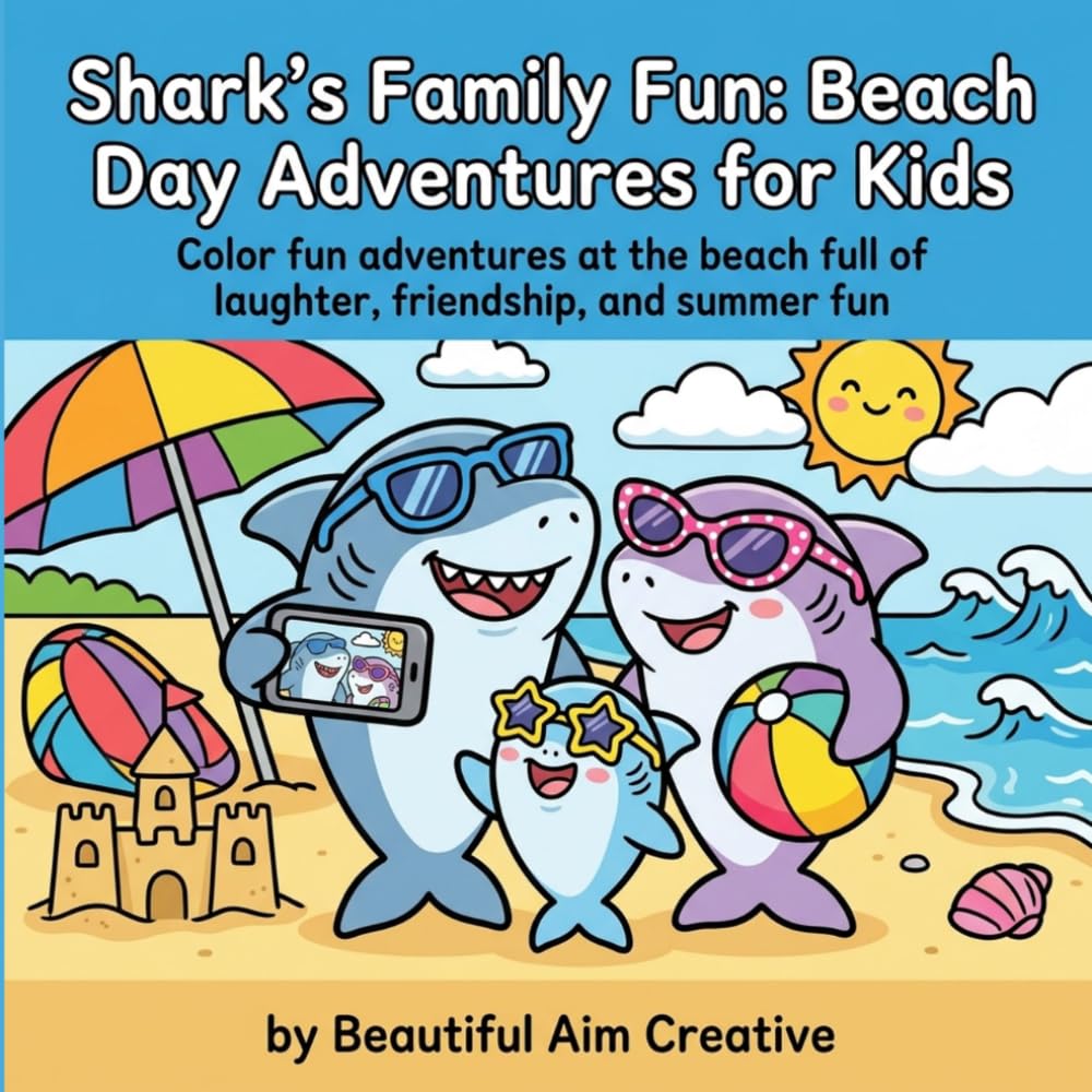 Shark's Family Fun: Beach Day Adventures for Kids: Color fun adventures at the beach full of laughter, friendship, and summer fun