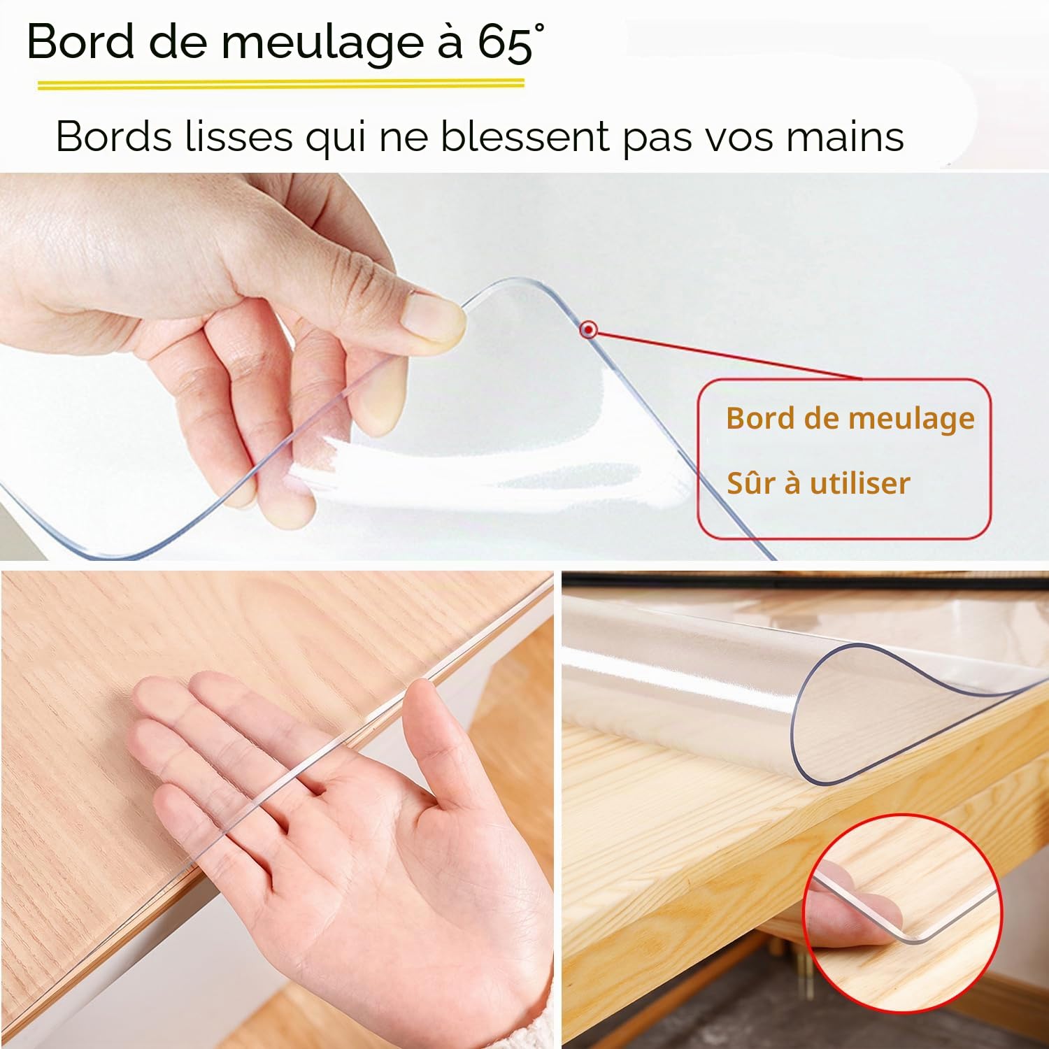 Nisorpa Protection de table transparente en PVC 200 x 100 cm