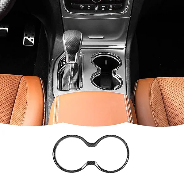 Carbon Fiber Cup Holder Trim Cover Frame Decorative Interior Accessories for Jeep Grand Cherokee 2011-2021