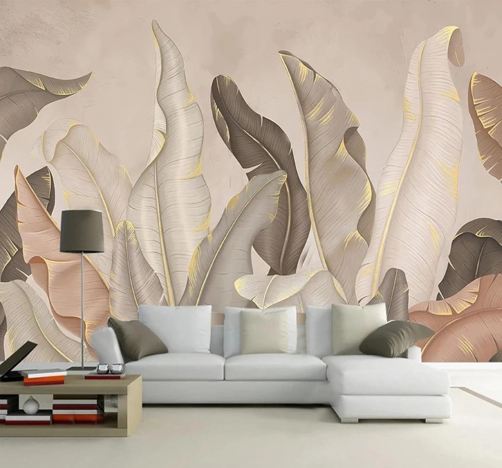 XLMING Minimalist Elegant Light Luxury Plants Banana Leaves 3D Wallpaper Luxury Home Dining Decor Paste Sofa Living Room The Wall for Bedroom Mural-200cm×140cm