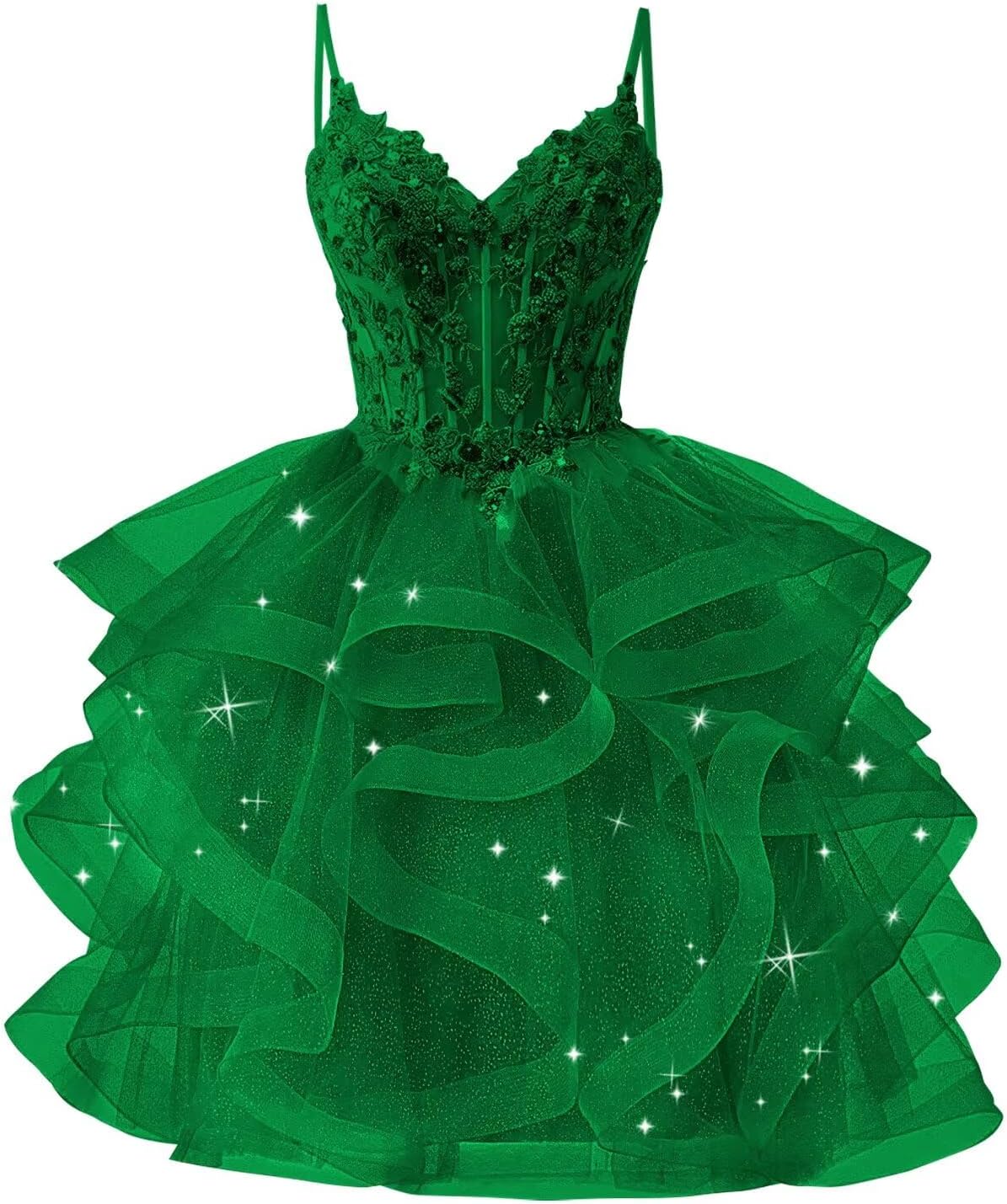 Glitter Tulle Homecoming Dresses 2026 Tiered Ruffles Lace Short Prom Dress for Teens Quinceanera Dress