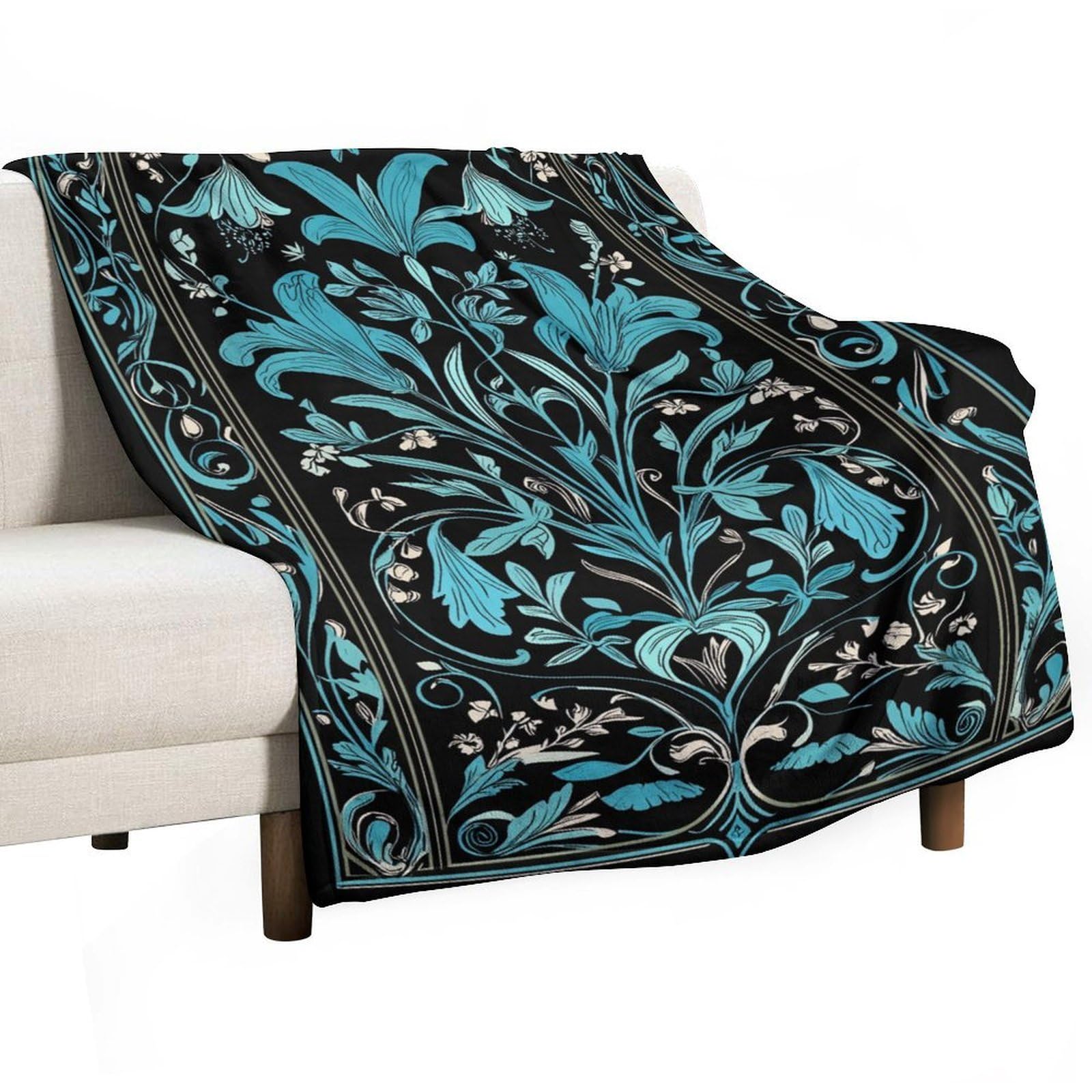 Couverture d'été anti-boulochage motif tropical bleu 127x152 cm