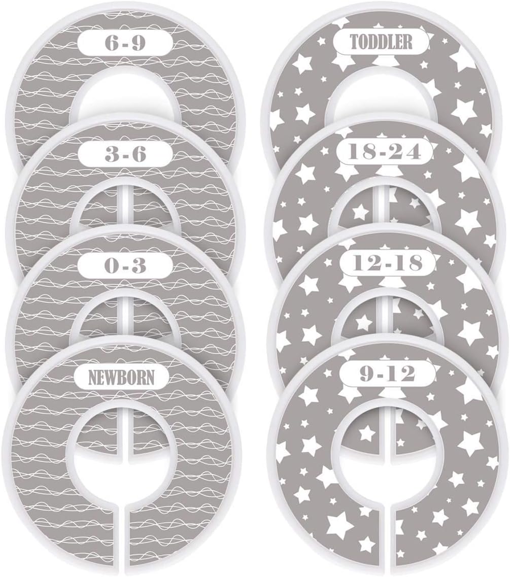 Homewit 8 Pack Nursery Wardrobe Dividers Round Baby Closet Dividers Plastic Organisers Arrange Baby's Clothes (Gray)