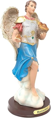 Miniatura 2 de DVDMATINEMOVIES - Estatua religiosa de resina religiosa de Arcángel Barachiel, alas blancas divinas, 12 pulgadas de alto, multicolor, estatua