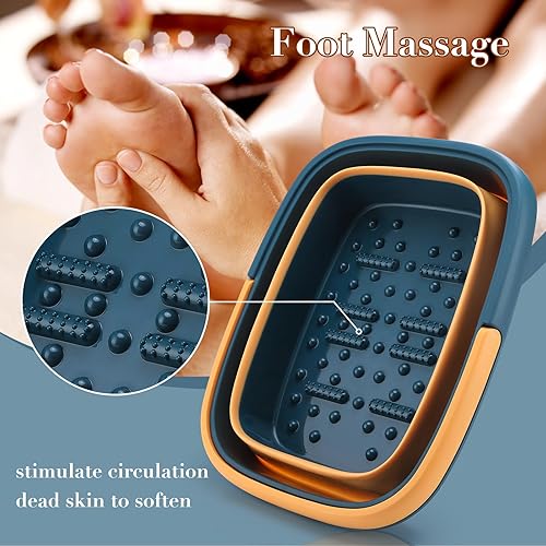 Miniatura 6 de Bañera plegable para pies con punto de acupuntura de masaje para remojar los pies, spa de pies de pedicura, cubo de plástico multifunción con asa,