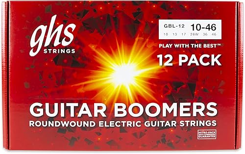GHS Strings - GBL-12 cuerdas de guitarra eléctrica chapada en níquel, luz 010-046 (12 juegos)