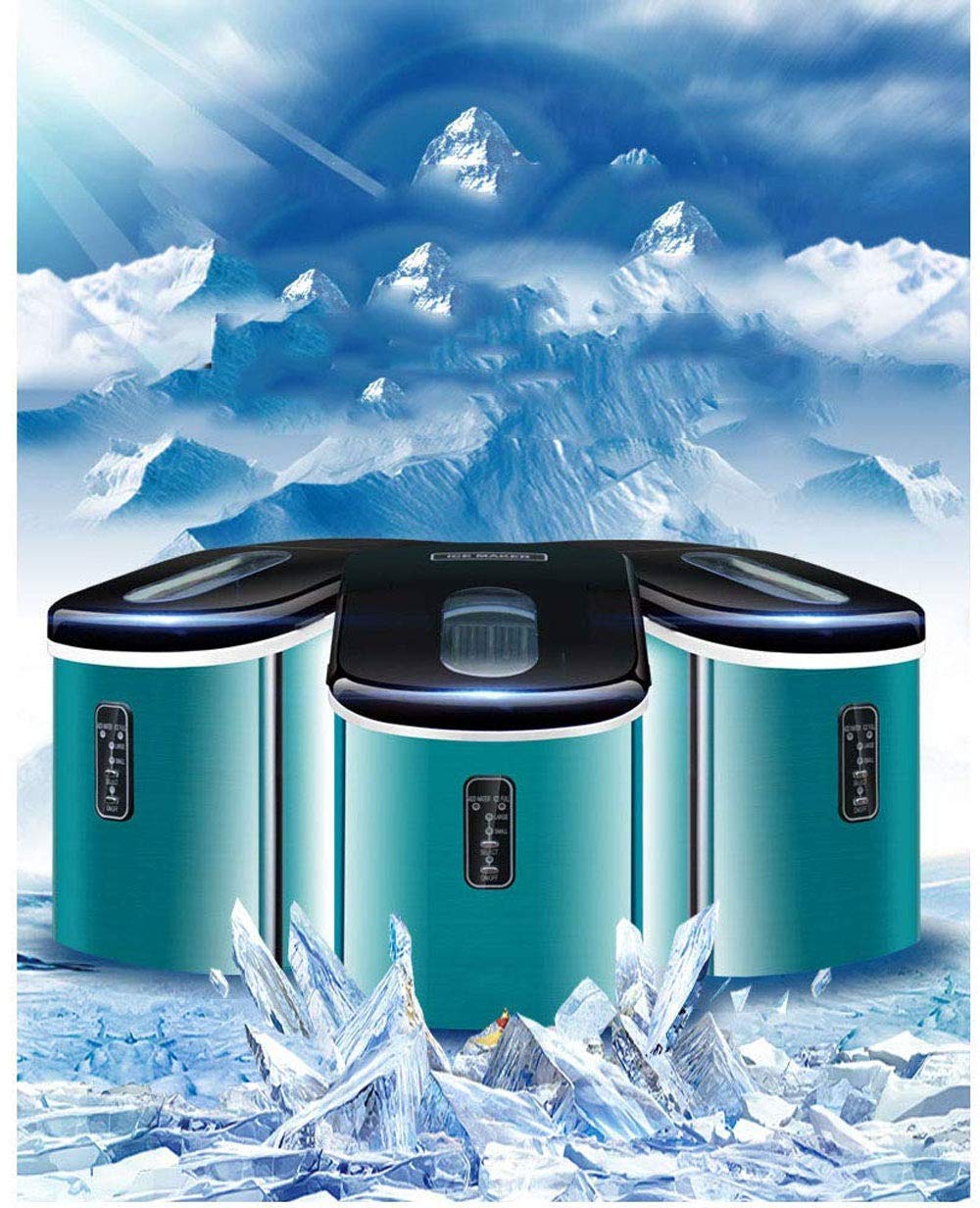Ice Cube Maker Stainless Steel Counter Top Ice Maker Machine Portable Compact Electric High Efficiency Express Ice Making Machine Mini Cube 16kg of Ice per 24 Hours Gr