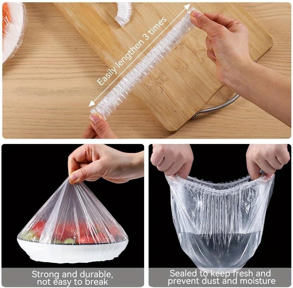 100pcs Reusable Covers Reusable Transparent Elastic Food Storage Covers | Stretchable Plastic Bowl Seal Lids
