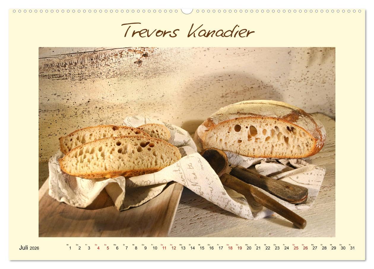 Mein liebstes Brot (hochwertiger Premium Wandkalender 2026 DIN A2 quer), Kunstdruck in Hochglanz: Hausgebackene Sauerteigbrote mit Rezeptverweis (CALVENDO Lifestyle)