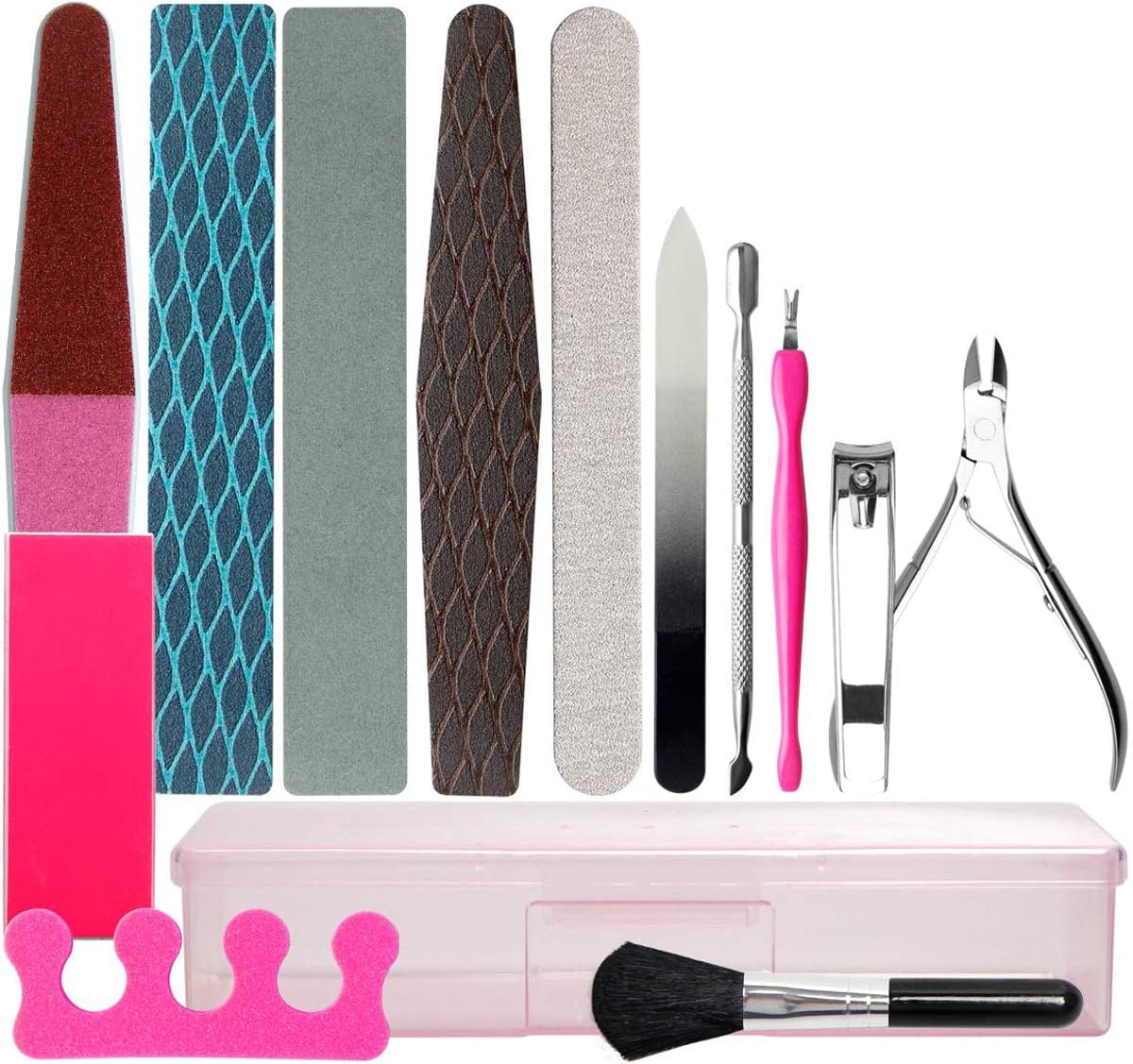 Nail Files Set Professional Manicure Pedicure Set Nail Buffers Nail Files Double Sided Emery Board Grooming Kit Salon Manicure kit Washable Effectively 13 in 1