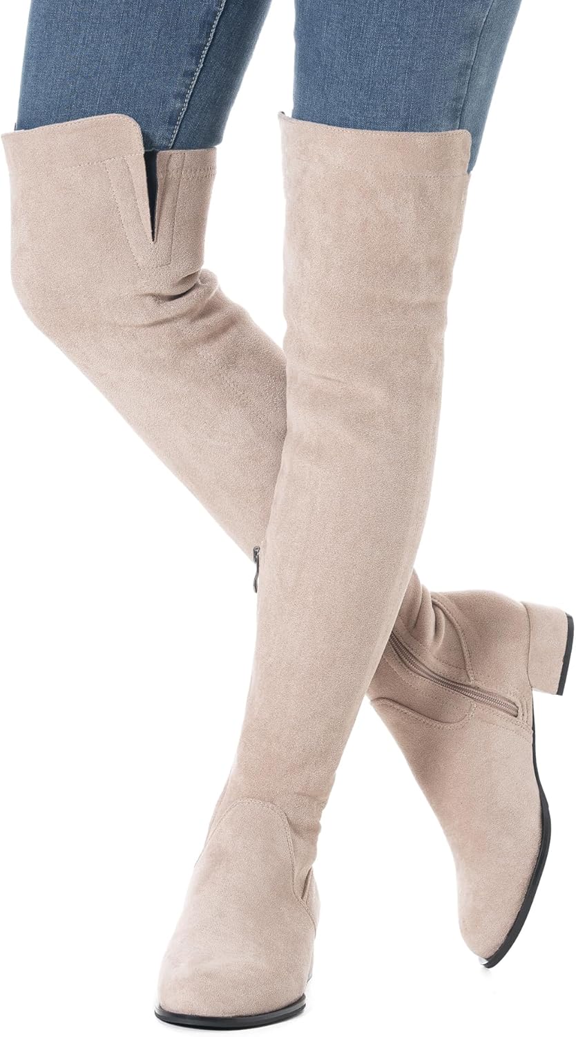 N.N.G Women Over the Knee Boots Thigh High Suede Black Block Low 2 Inch Heel Chunky Above Knee Winter Pointed toe - Image 2