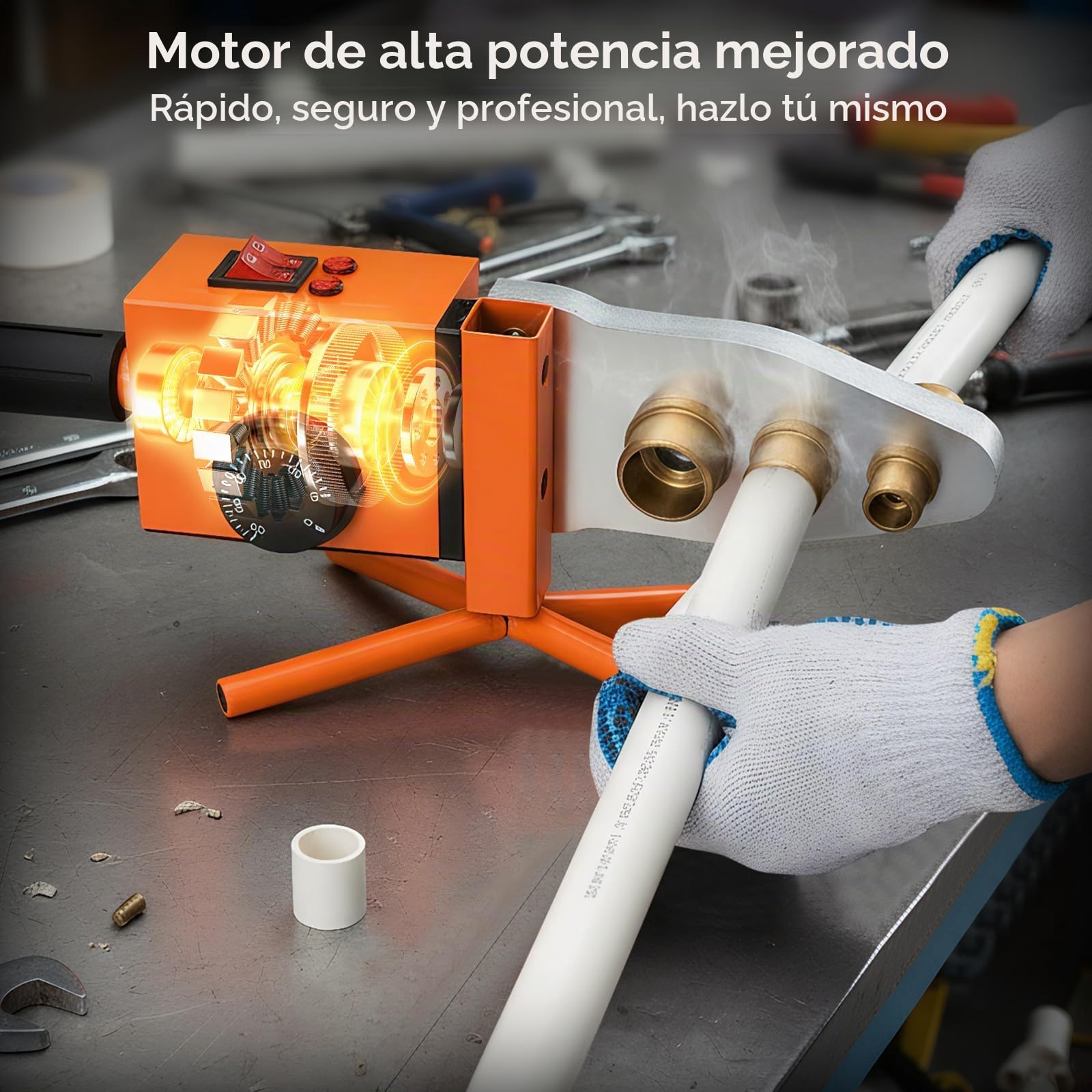 Soldadora De Tubos Ppr De 1600W, Soldadora Profesional Para Tubos De PláStico De ø20–63 Mm Juego Accesorios De 14 Piezas Control De Temperatura De 50–300 °C Para Tubos De Pe Pp Pb Y Pvdf