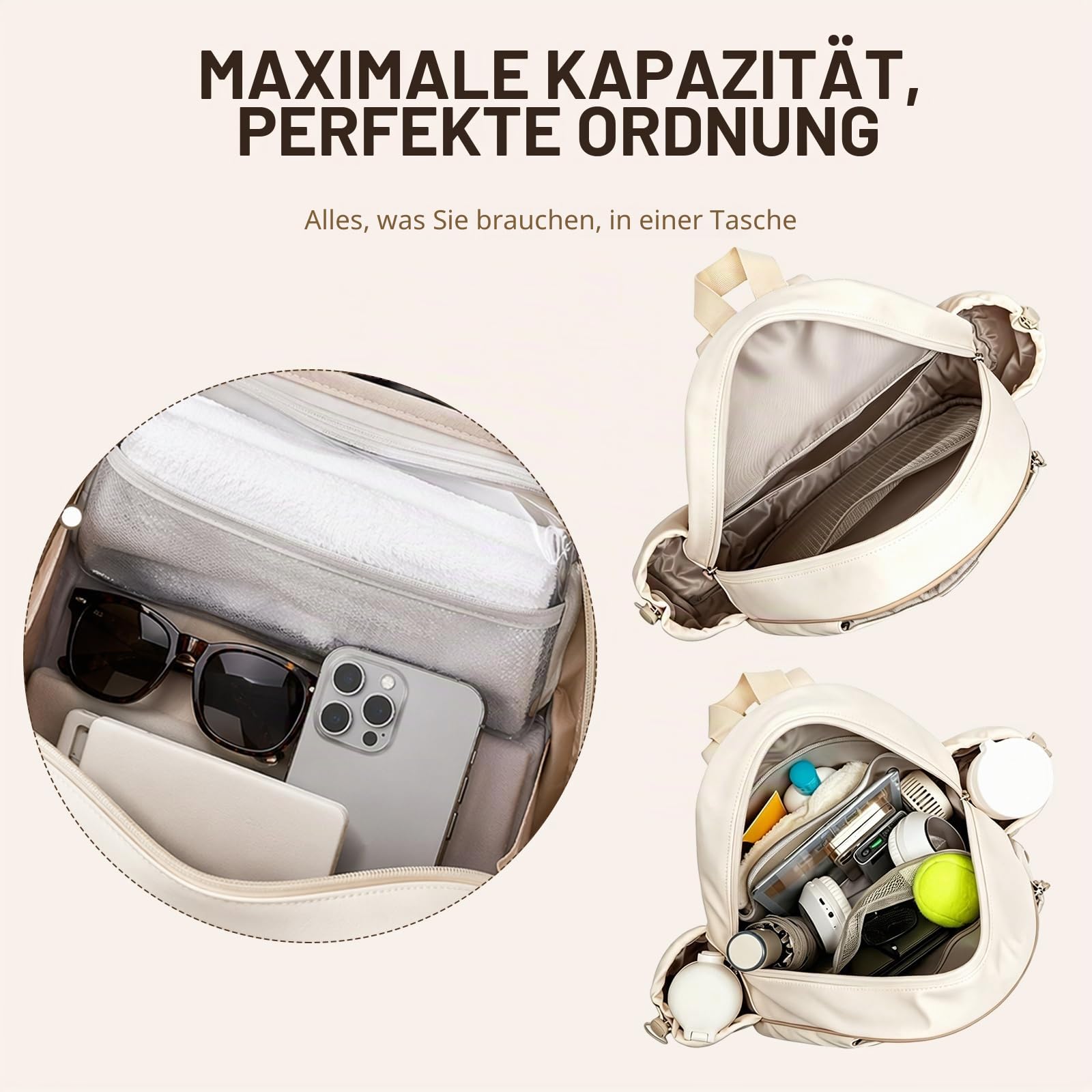 Tennistasche Damen Herren Kinder, Tennis Rucksack & Badminton Tasche, Wasserdicht & Leicht, Mehrfachtaschen-Design für Tennisschläger, Padel, Pickleball