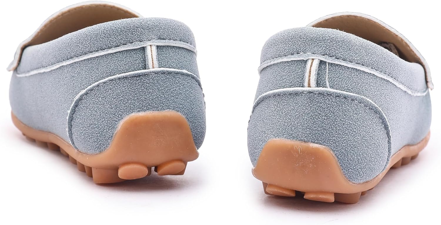 LONSOEN Kids Slip-On Loafers, Synthetic Suede Moccasin Driving Shoes, Non-Slip Rubber Outsole Lightweight Casual/Dress Boat Shoes for Boys & Girls - Image 6