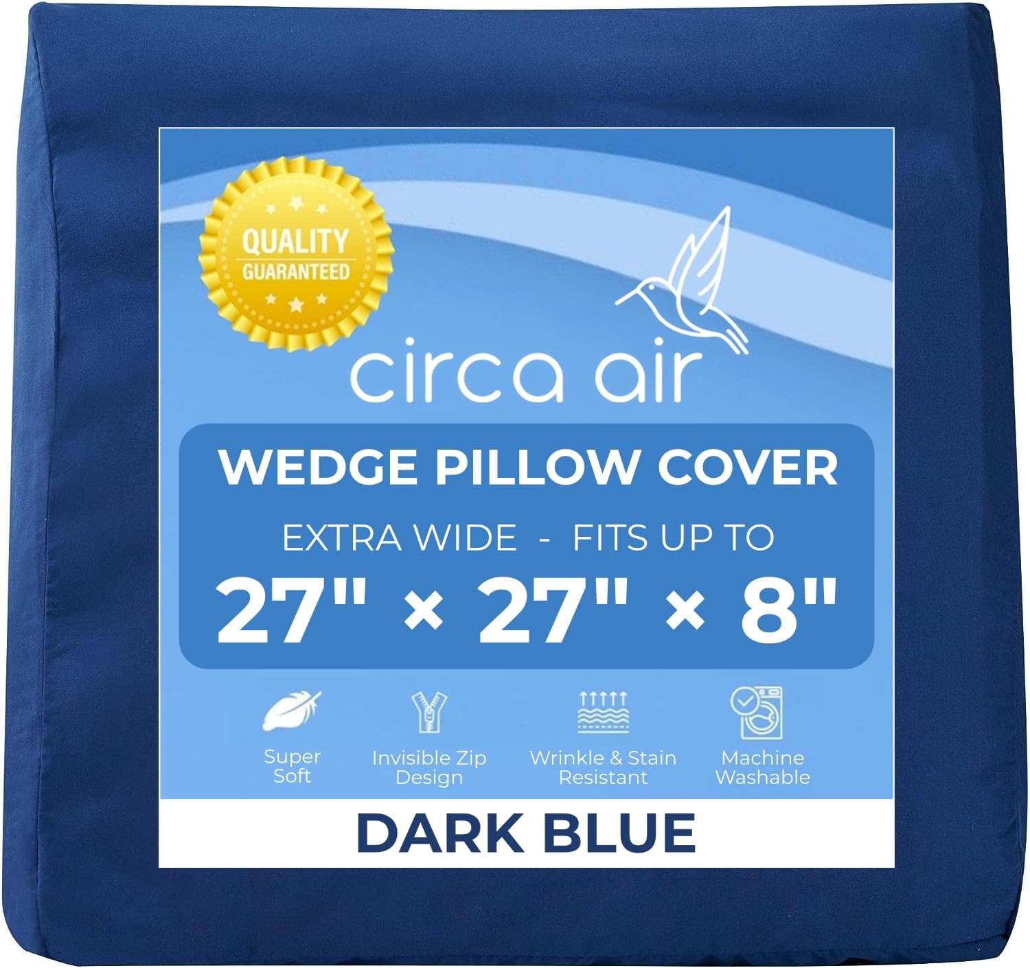 Circa Air Wedge Pillow Cover - Ultra Soft 100% Microfiber Wedge Pillow Case (27x27x8), Zip Cover, Extra Wide Large