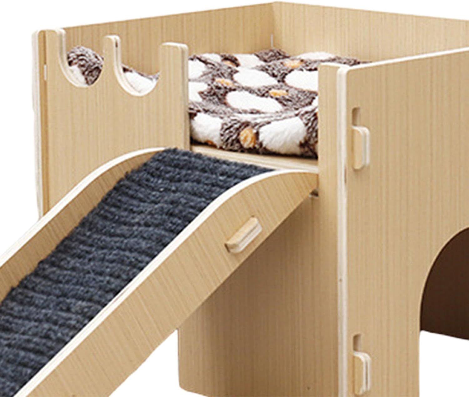 Wooden Guinea Pig Hideout Hamster House with Stairs Wooden Castle Cage Habitat Decor for Gerbil Rat Bunny Chinchilla Squirrel