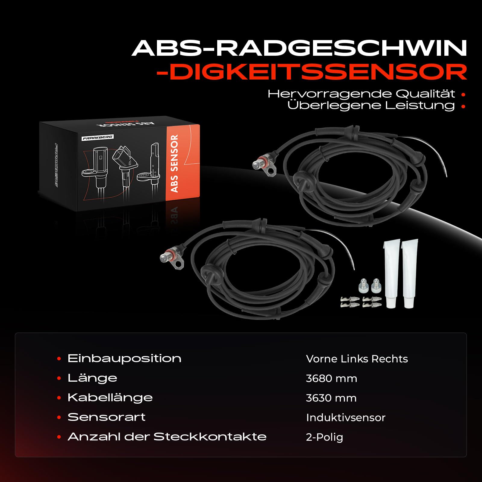 Frankberg 2 sensori di velocità ABS a 2 Poli SSW500020 30778 | Compatibile con: Discovery II L318