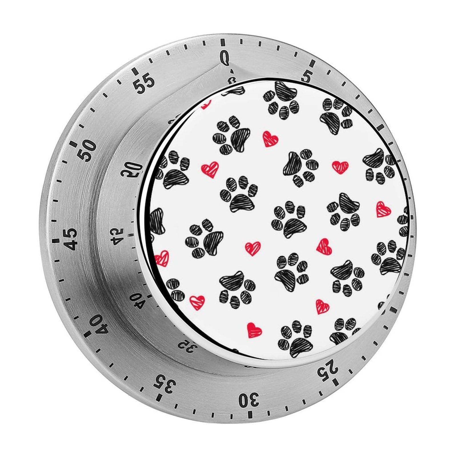 Pet Colorful Doodle Paw Hearts Dog Pattern Circular Rotating Timer, Suitable for Kitchen and Bedroom