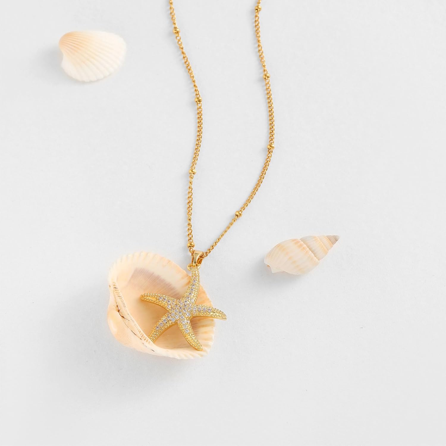 Sea Turtle Necklace for Women 14K Gold Plated Crabs Seashell Starfish Ocean Necklace Shell Pendant Necklaces for Women Jewelry Gift - Image 8