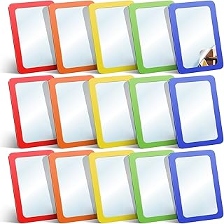 15 espejos pequeños para niños de 6 x 4 pulgadas, irrompibles e irrompibles, para manualidades, esquinas redondas cuadradas, doble cara, preescolar, expresión facial, espejo de aula, manualidades (5