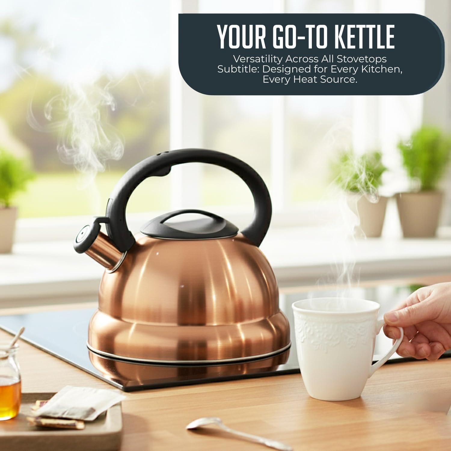 Whistling Tea Kettle, 3qt Stainless Steel Stove Top Kettle with Cool-Touch Handle, Durable, Fast Boil Tea Pot for Gas or Electric Stove
