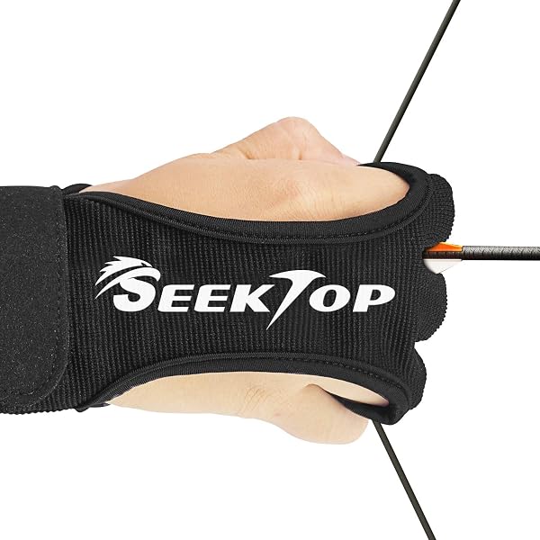 Seektop Archery Glove Three Finger Shooting Hunting Leather Gloves Protector for Youth Adult Beginner - 5