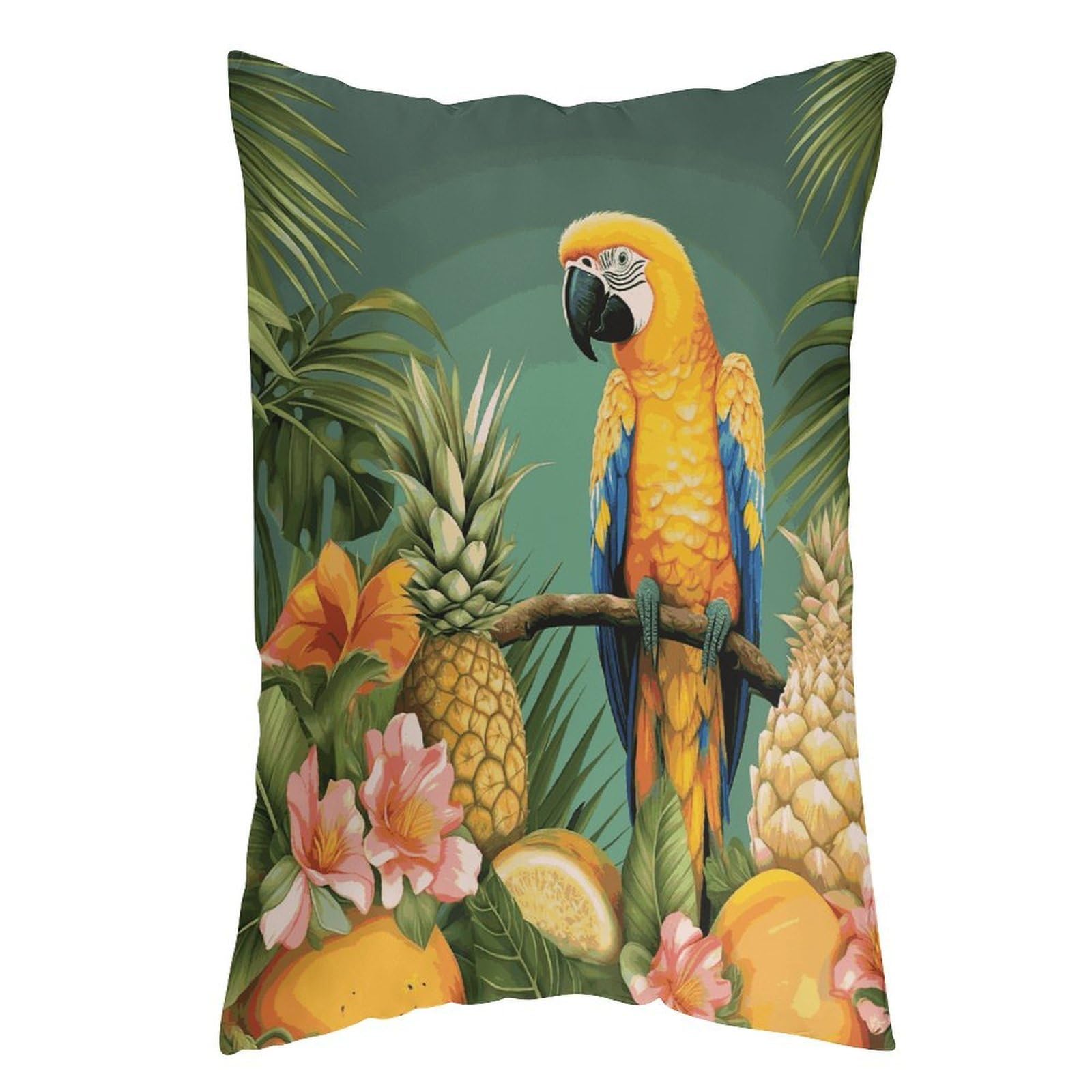 LDGSUPH Summer Parrot Pineapple Bird Pillow Cases Soft Pillowcase with Invisible Zipper Wrinkle Resistant Pillow Covers Breathable Removable Pillow Protector for Bed Sofa Car 12 "x20