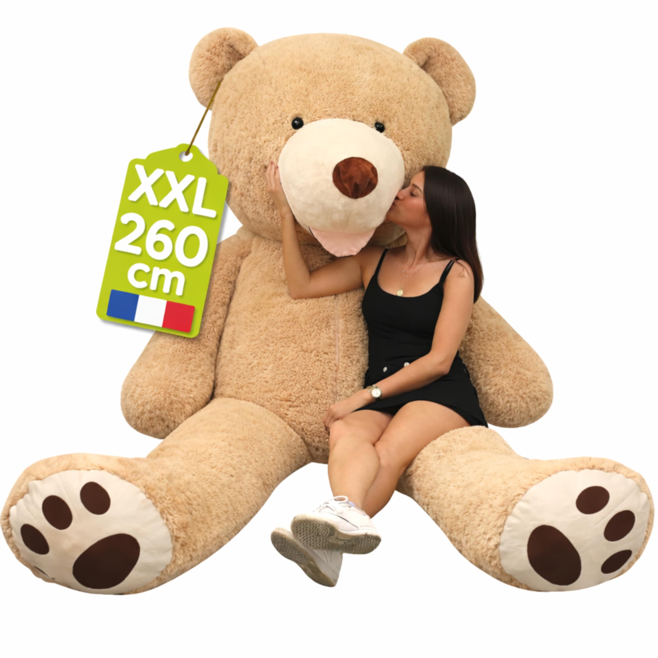 HollyHOME 150 cm grote teddybeer XXL knuffeldier cadeau, pluche dier zacht speelgoed beer Tedi knuffelbeer grijs