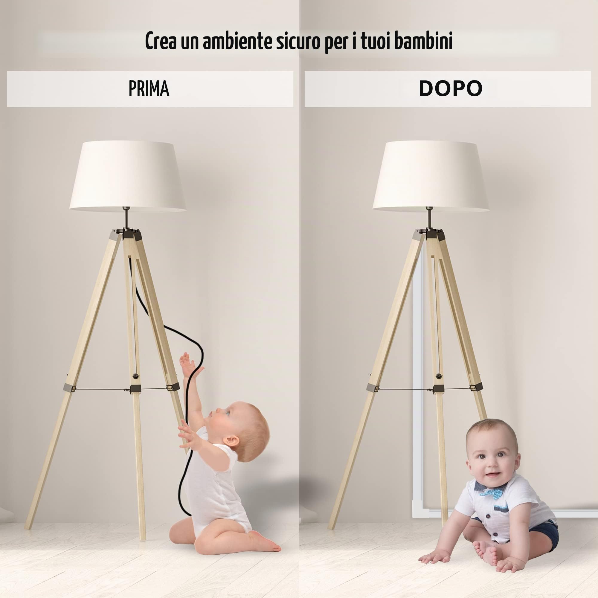 LION Electric Canalina per cavi bianca, autoadesiva, 25 x 25 mm, 12 x 1 m, passacavi per nascondere cavi, con nastro adesivo in schiuma, per scrivania, parete, pavimento