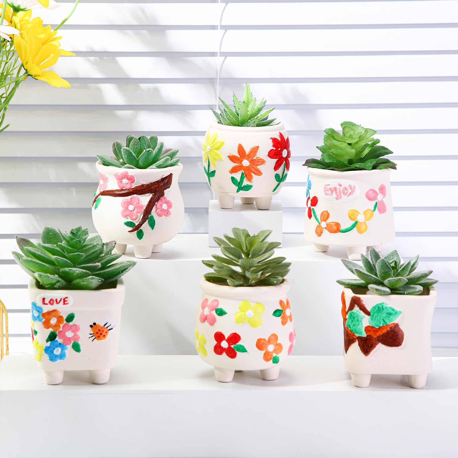 Amazon.com : Leitee 18 Pcs Paint Your Own Ceramic Pot Bulk 2.76 in Spring  Succulent Pots Ready to Paint Small Pot Mini Succulent Planters Pottery  Painting for Spring Easter Mother Craft(Lovely Flowers) :