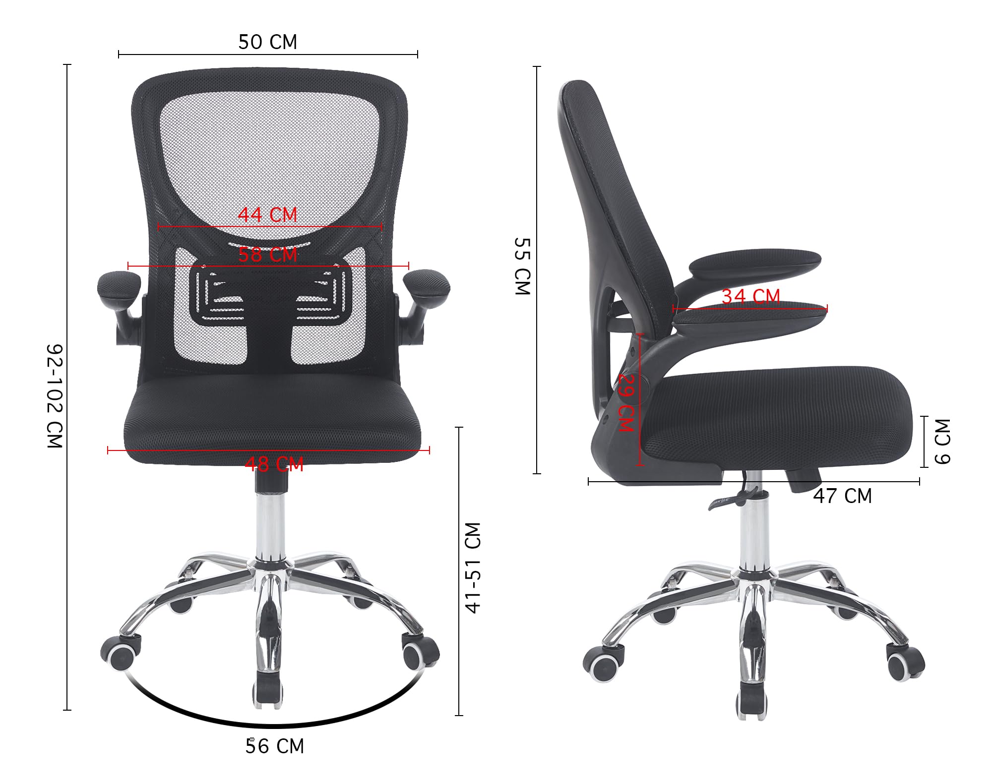 IlGruppone Sedia da Ufficio con Supporto Lombare, Poltrona Scrivania Ergonomica Braccioli Regolabili Altezza Regolabile Schienale in Rete Traspirante,Oscillante con Ruote Girevoli - Greta