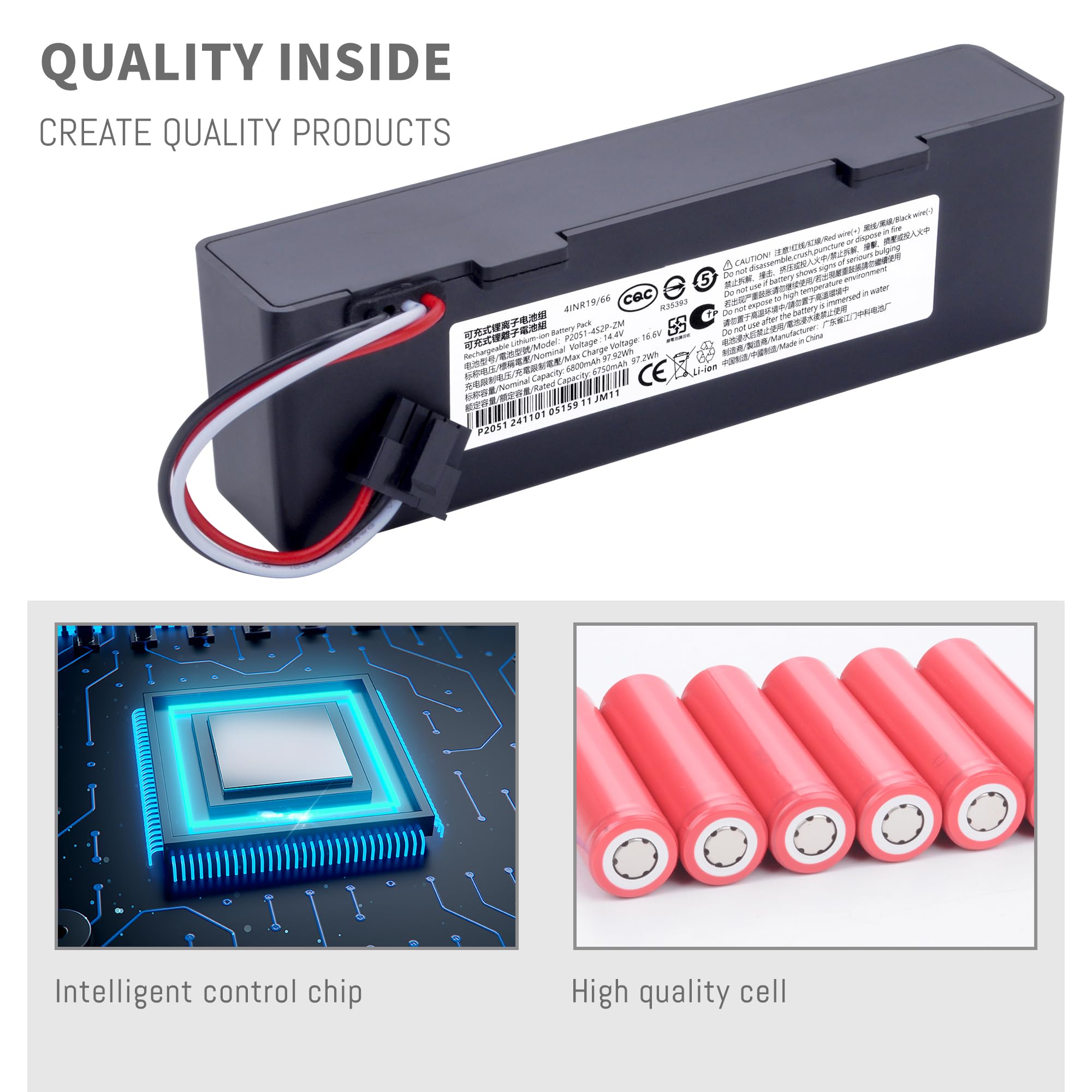 Amazon.com: 6800Mah Battery for Xiaomi Mop Pro/Mop P/Mop 2S