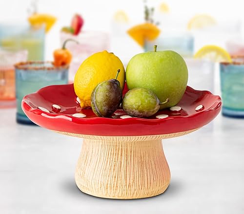Miniatura 5 de dgudgu Frutero de hongos para encimera de cocina Soporte de frutas de 10 pulgadas Frutero grande Cesta de fruta roja para soporte de fruta de cocina