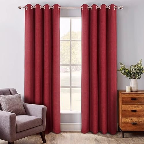 always4u Cortinas de aspecto de lino, cortinas texturizadas de arpillera sintética de 54 x 108, 2 paneles para sala de estar, dormitorio,