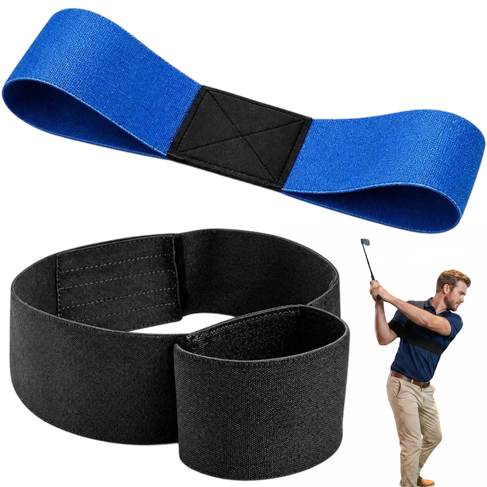 Golf Grip Training Aid, 2 PCS Golf Training Aids with Swing Trainer and Slider Training Aid, Black and Blue Golf Training Equipment, Golf Training Aid for Swing Correcting Improve Stability Unisex