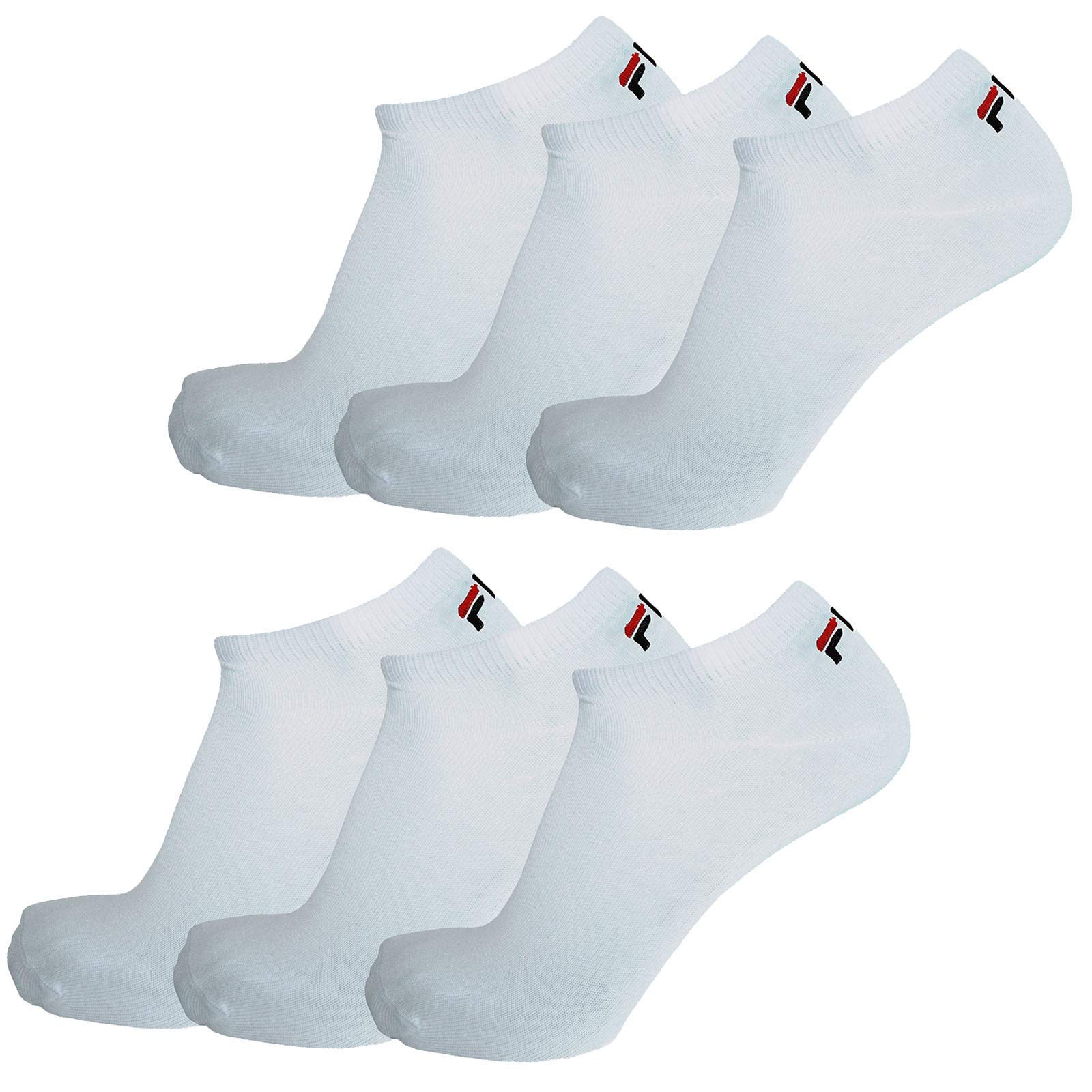 FILA 6 Paio Calzini, Invisible Sneakers Unisex, 35-46 Bianco e Nero