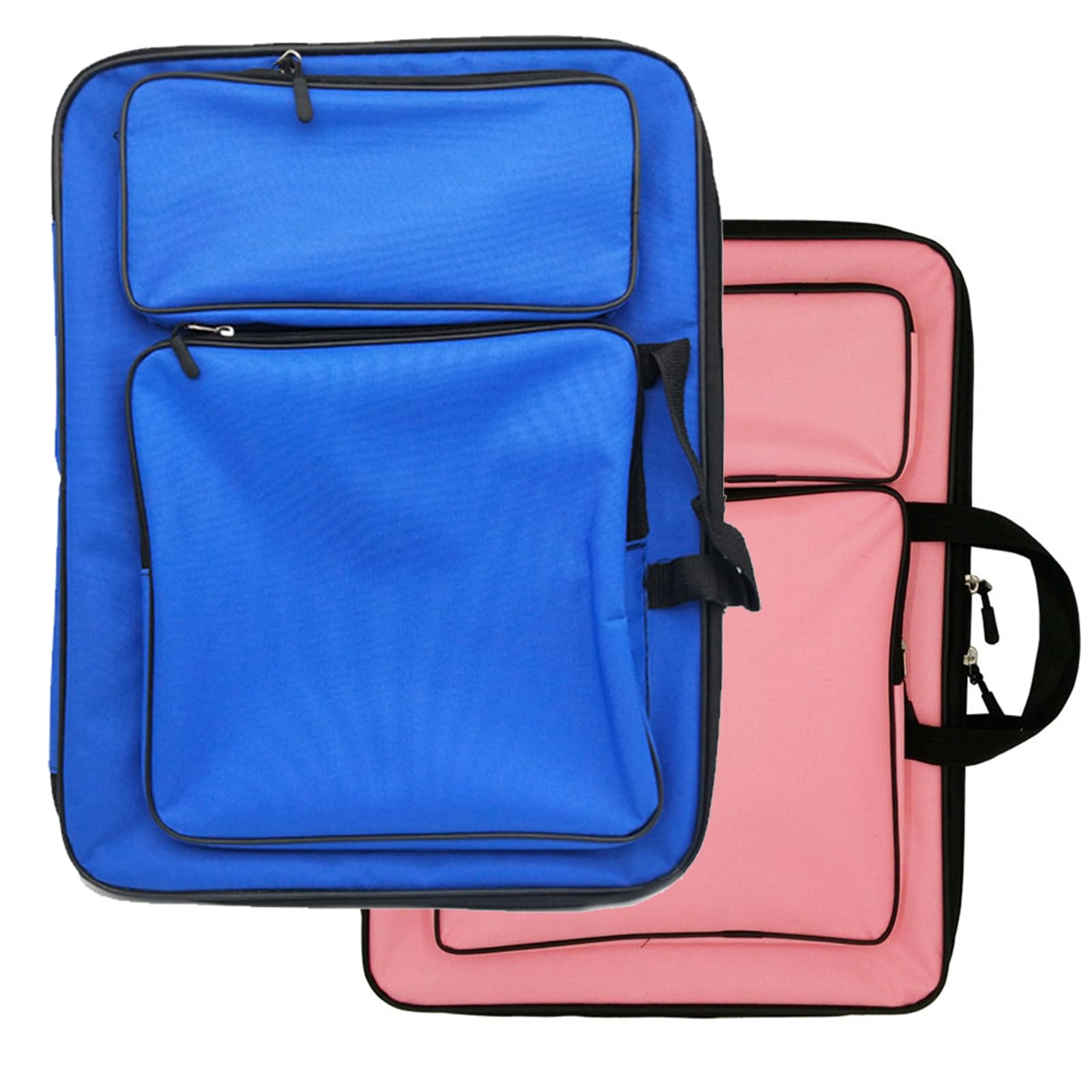 Pink+Blue, A3 Art Portfolio Case, Waterproof Drawing Board Bag with Shoulder Strap, Sketchbook Sketch Pad Storage Bag, for Palette Paints Brushes Pencils Artists' Supplies
