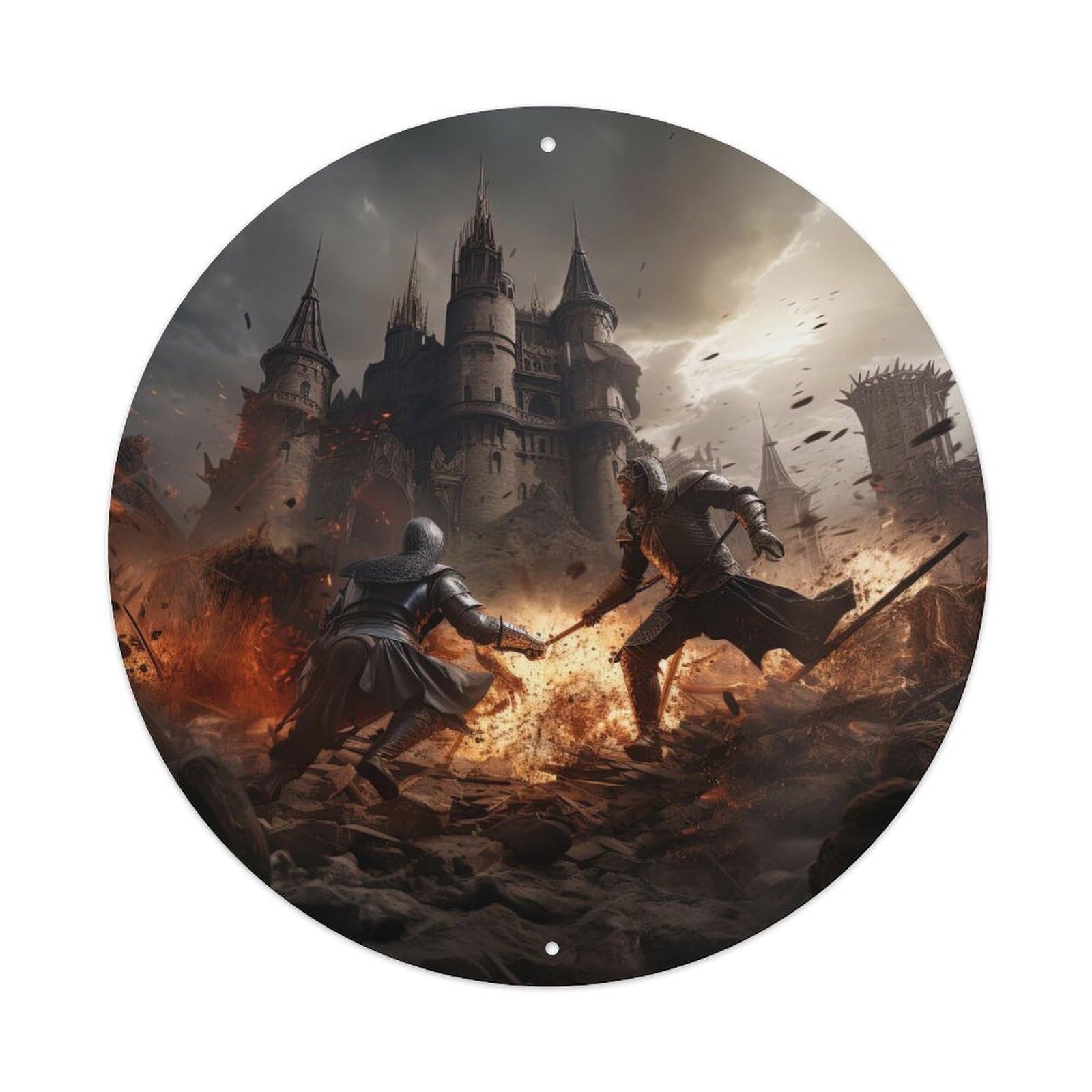War Medieval Knights Dueling Metal Tin Sign