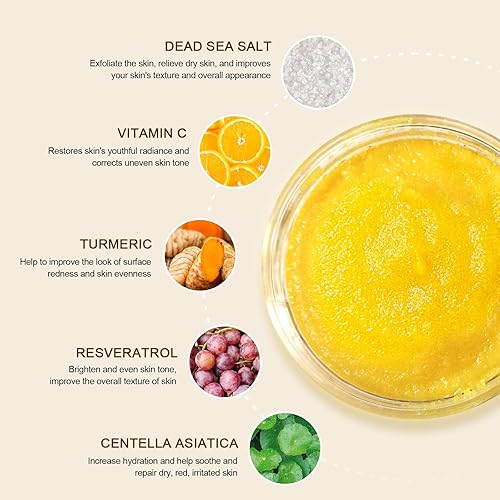 Miniatura 7 de NEUTRIHERBS Exfoliante corporal de cúrcuma, exfoliante corporal con vitamina C, limpieza profunda e hidratante corporal, manos, piernas, muslos -