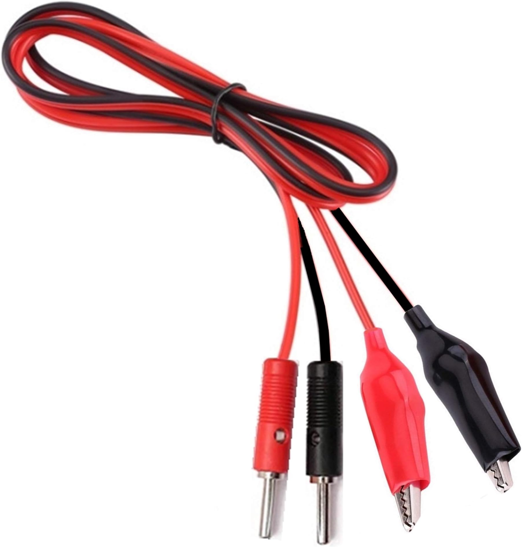 Quality Standard 4mm Banana Plug To 45mm Alligator/Crocodile Clip Red Black Test Probes Pair - 0.5 MTR