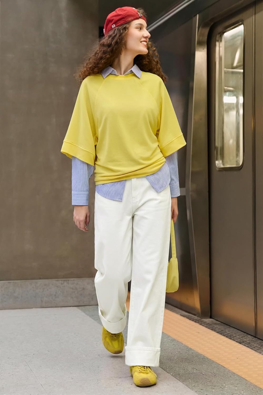 Tankaneo Womens Wide Leg Cuffed Jeans Trendy High Waisted Baggy Boyfriend Casual Denim Pants with Belted - Image 4