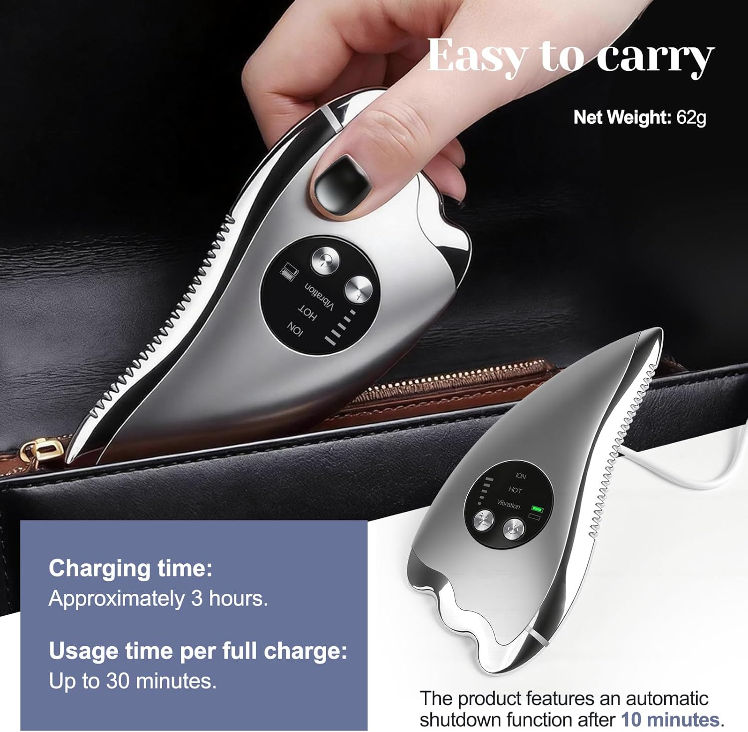 Electric Scraping Plate Gua Sha Massage Tool with Heat Vibration and Microcurrent for Face Neck Shoulder and Body - Image 6