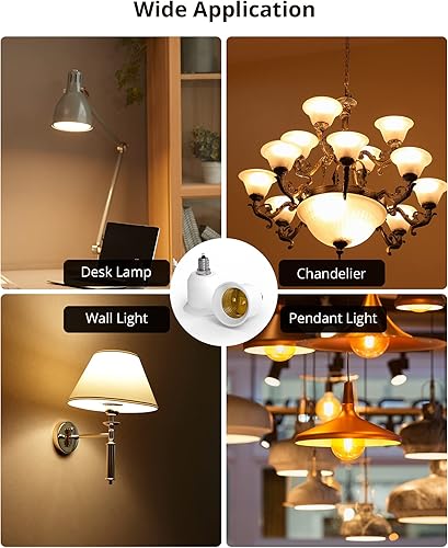 Miniatura 6 de JACKYLED Paquete de 10 adaptadores E12 a E26 E27 para lámpara de araña E12 a enchufe mediano E26 E27 convertidor base de bombilla convertidor