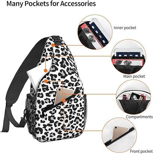 Miniatura 4 de Mochila cruzada para hombres y mujeres, bolsa de pecho, bolsa de hombro, una correa, mochila de viaje para senderismo, Leopardo de nieve, Mochilas