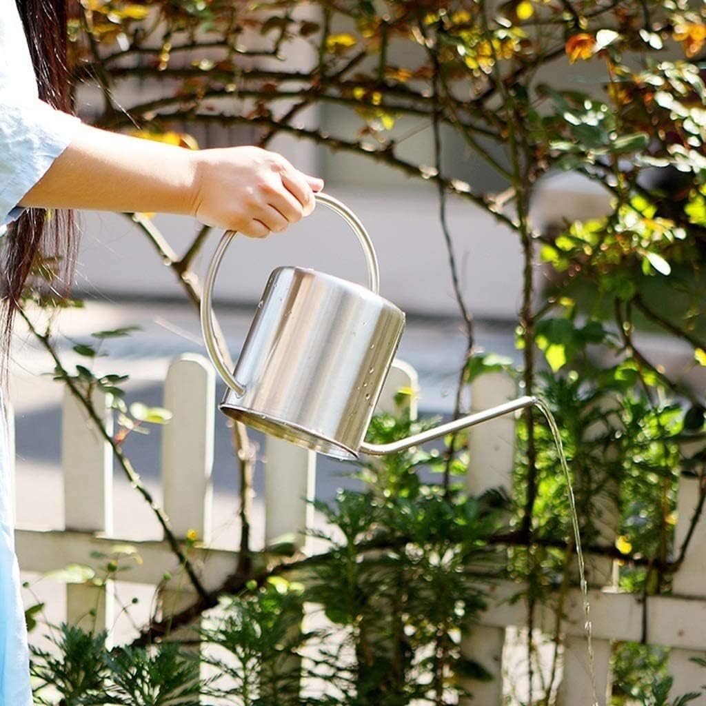 Watering Can Water Can Sprinkling Can Stainless Steel Watering Pot Gardening Potted for Watering Plants Flower Sprinkling Can Watering Can Indoor Plants(Silver,1L)