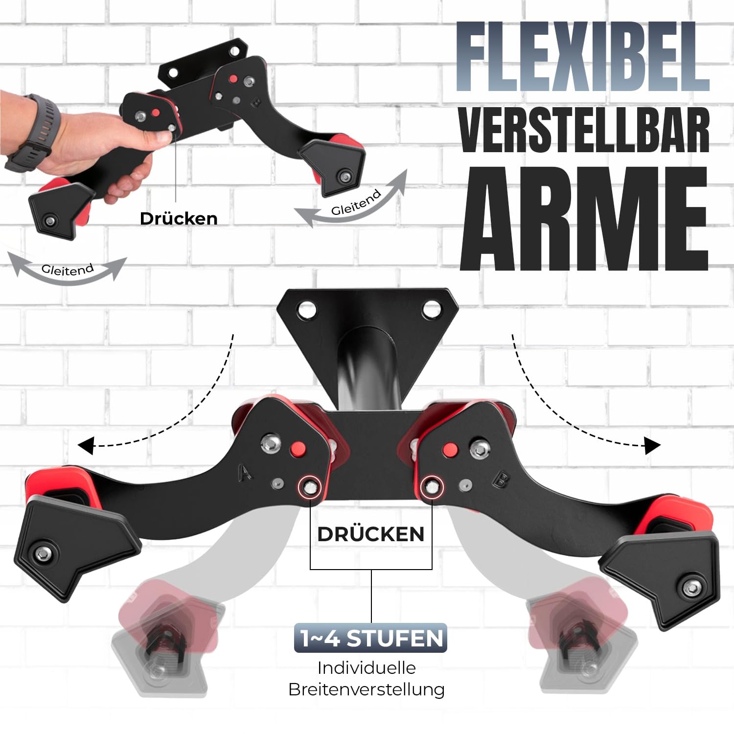 Fahrradwandhalterung verstellbar 35-46cm, bis 30kg, Rennrad MTB & E-Bike