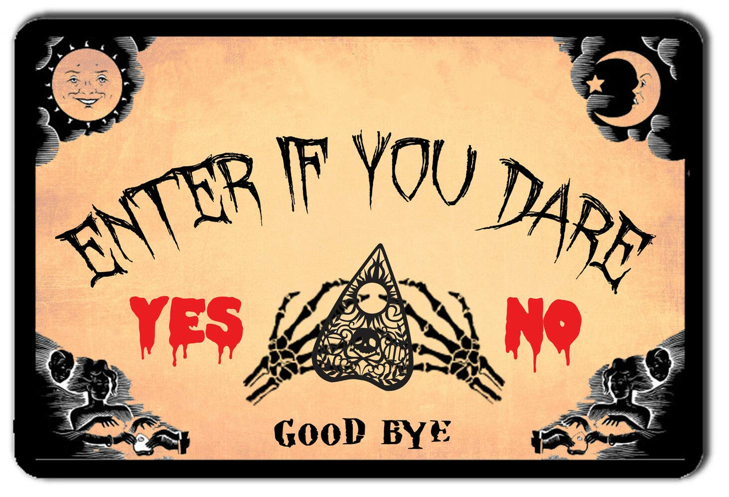 Kueprae A163 Halloween Ouija Board Enter If You Dare Metal Sign 8X12 Inch