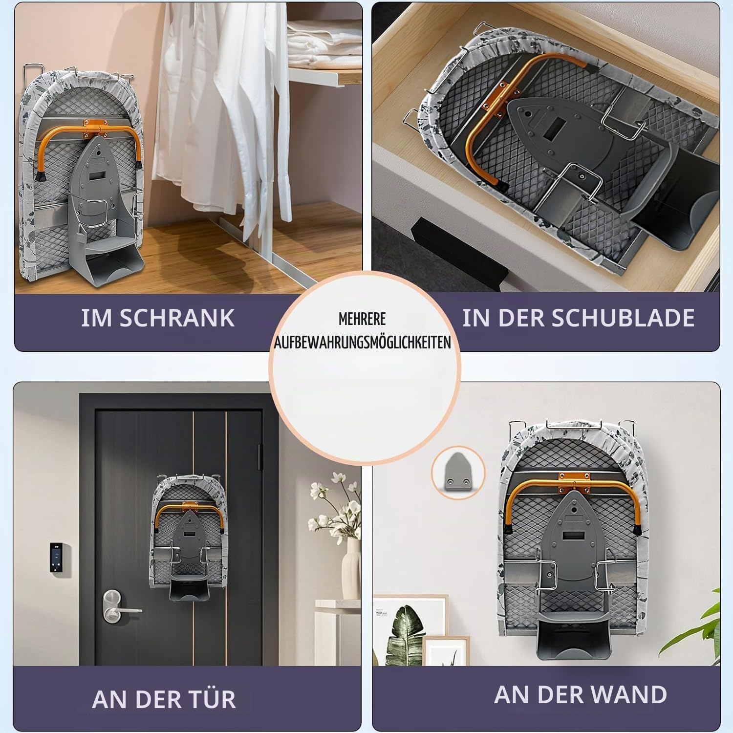 NEWFUN Bügelbrett Klappbar, Tischbügelbrett Klappbar, Tischbügelbrett, Klappbare Tischbeine für Platzersparnis, Kompaktes Bügelbrett mit Bügeltischhalter, Bügeln Schnell und Einfach, Grau,89x33cm