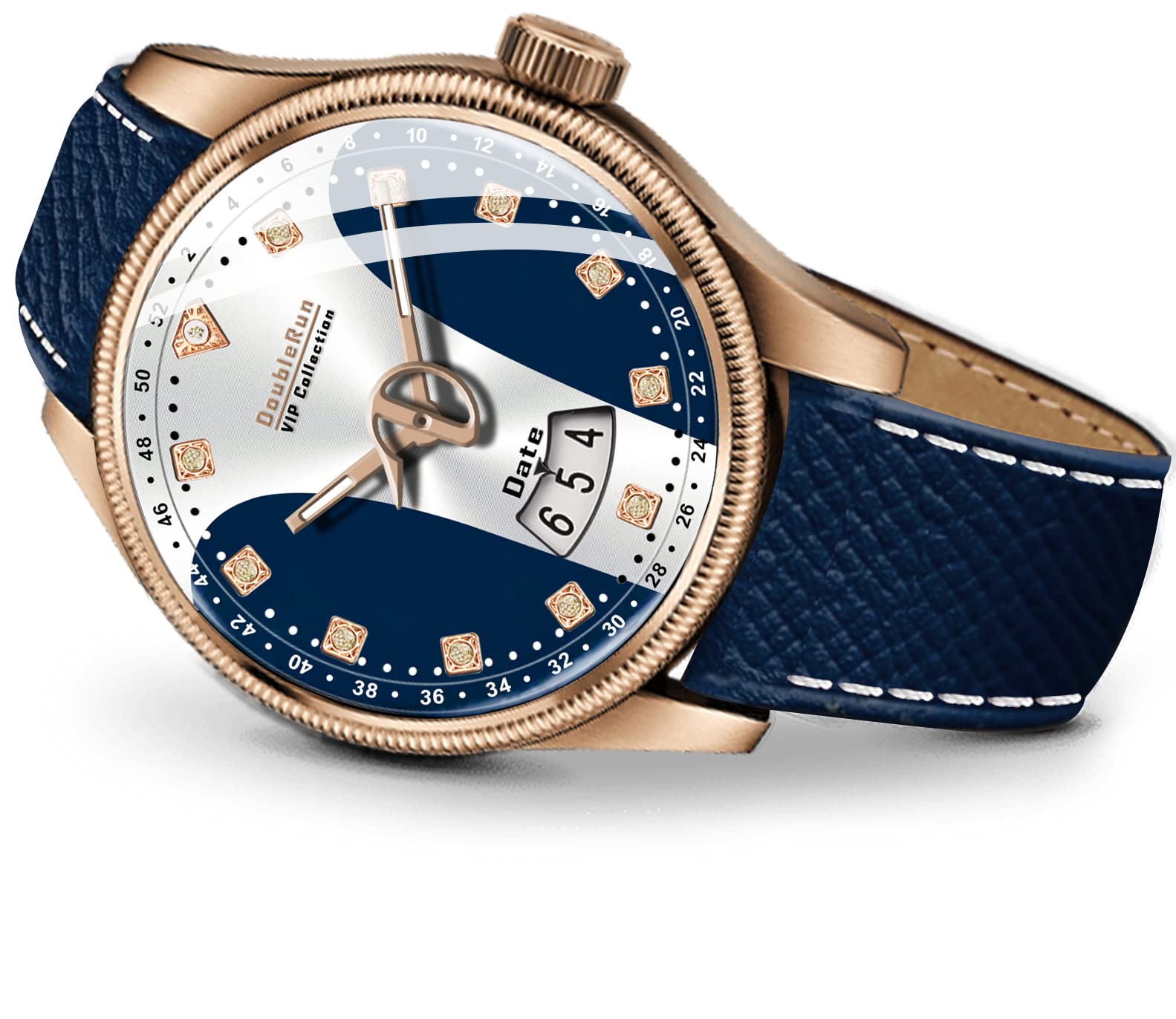 DOUBLERUN 10013_3D Glass Date Display Dial Blue Leather Belt Analog Watch - for Men (B0BTWYM549) Amazon Price History, Amazon Price Tracker